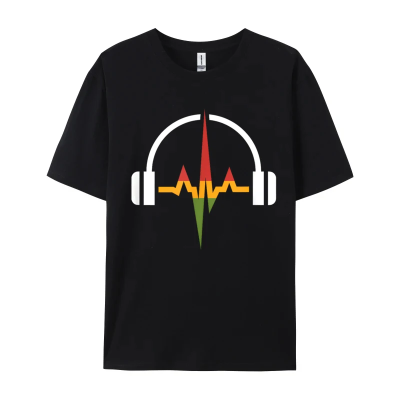 Headphones And Music Wave Funny Cotton Short Sleeve Tee Shirt Printed Tops Plus Size Crewneck T-Shirt