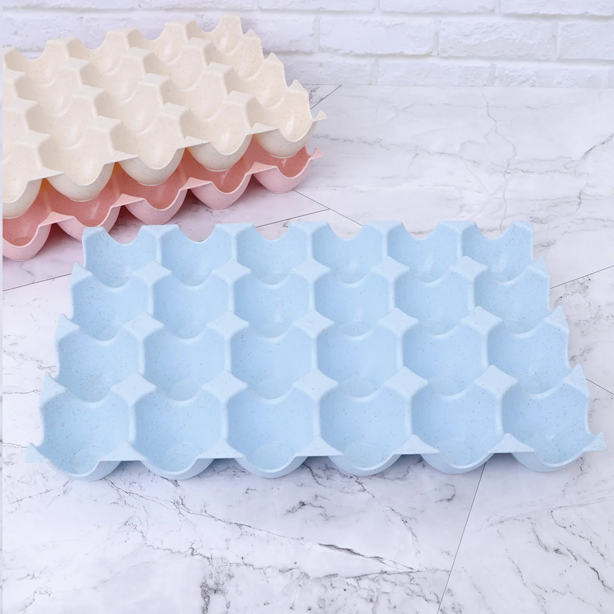 Caixa de armazenamento de ovos empilhável engrossado material de palha de trigo para organizador de geladeira cozinha ovo titular recipiente casa