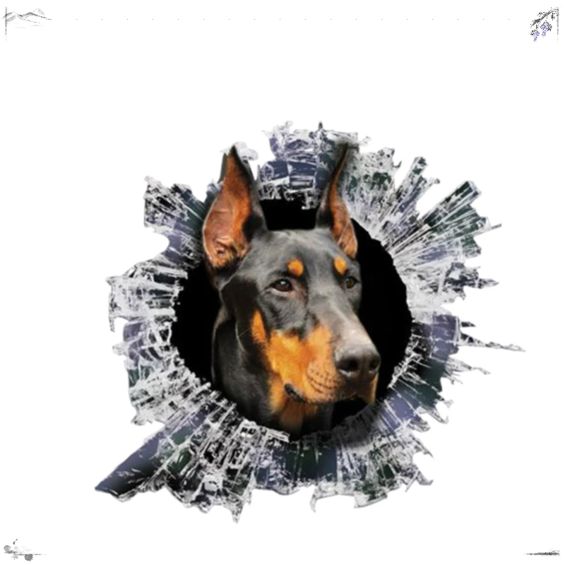 

3D Наклейка на окно Doberman, стеклянная Шлаковая наклейка, светоотражающие наклейки, водонепроницаемые наклейки для стайлинга автомобиля с животными, 13 см X 12,2 см