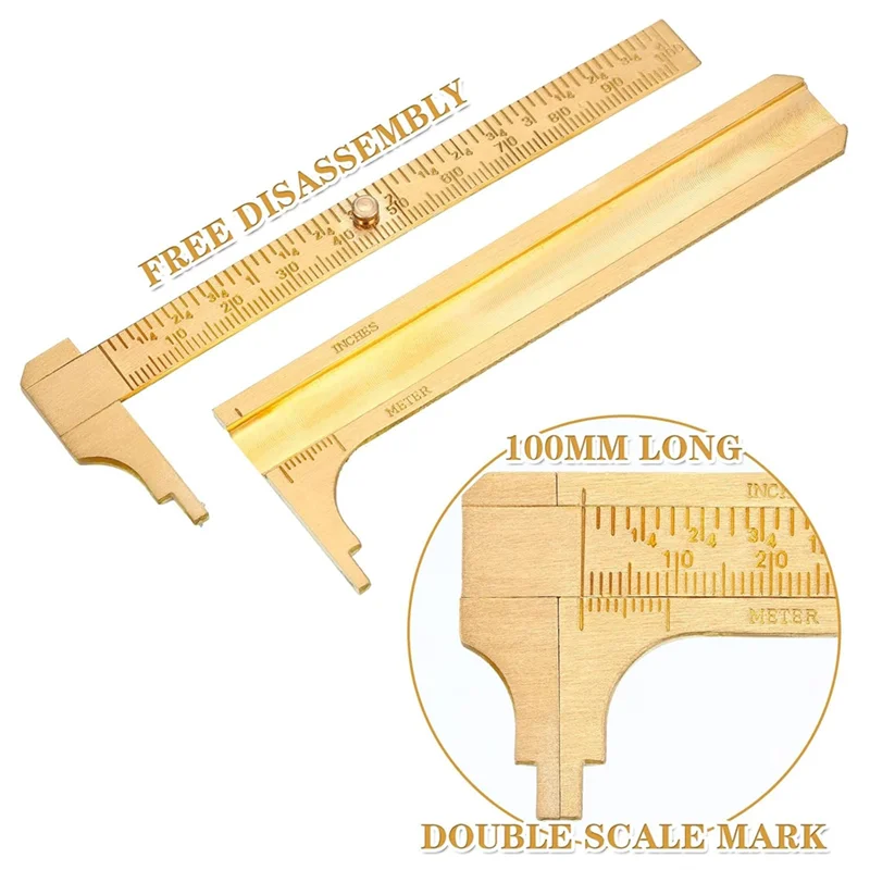 TKOH-Paquímetros Vernier Escala de bolso Medidor deslizante Régua de bolso de metal Forjewelry Medição 2 peças