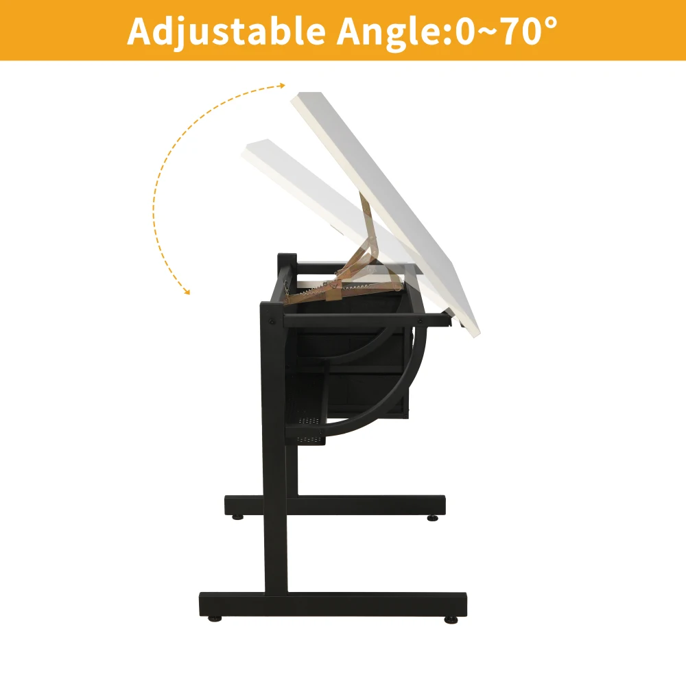 طاولة رسم بيضاء قابلة للتعديل مع مقعد و3 أدراج #6