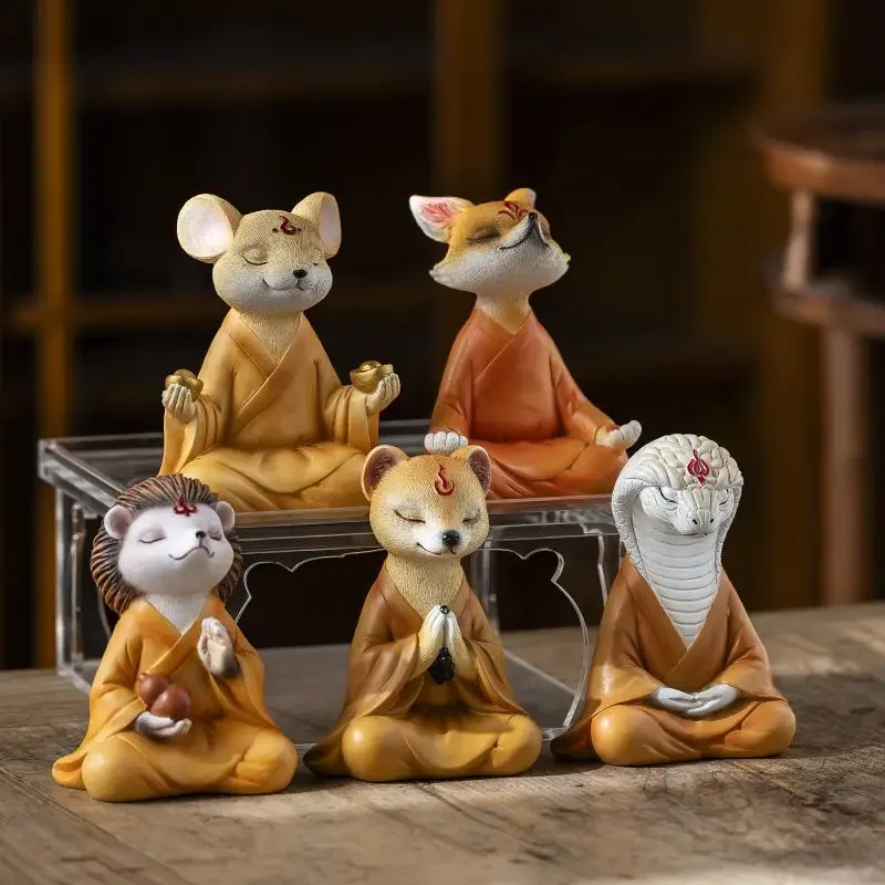 Zen ornament five immortals desktop offering lucky car decoration fox yellow fairy hedgehog mouse snake mascot