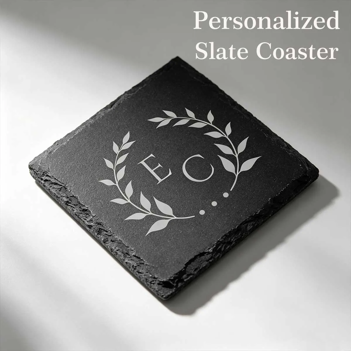 6-Pack Custom Logo Slate Coasters, Personalized Engraved Black Stone Drink Coasters for Corporate Gifts, Client Giveaways