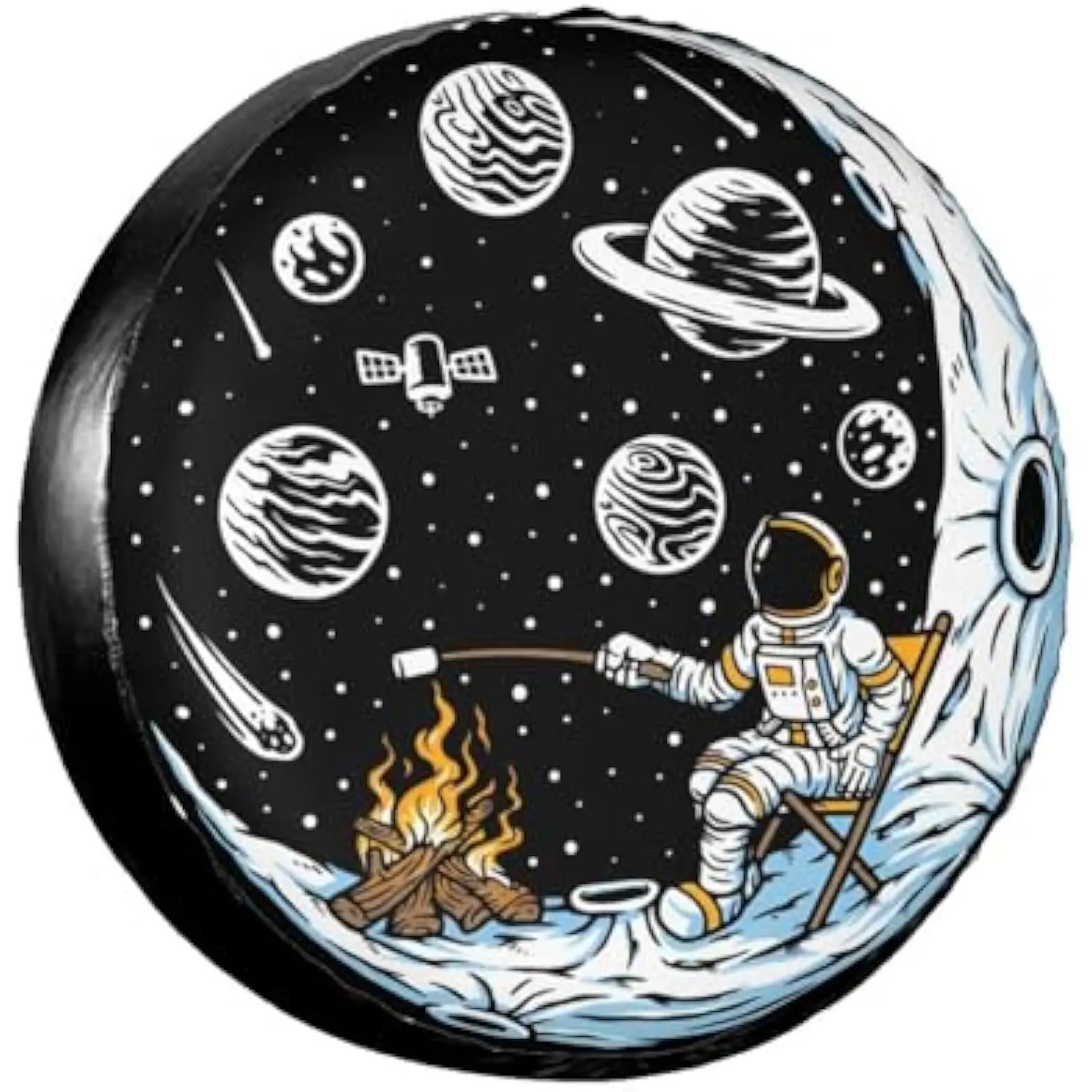 

Чехол для шин Astronaut Roasting Marshmallow, водонепроницаемая защита запасного колеса для внедорожника, грузовика, прицепа