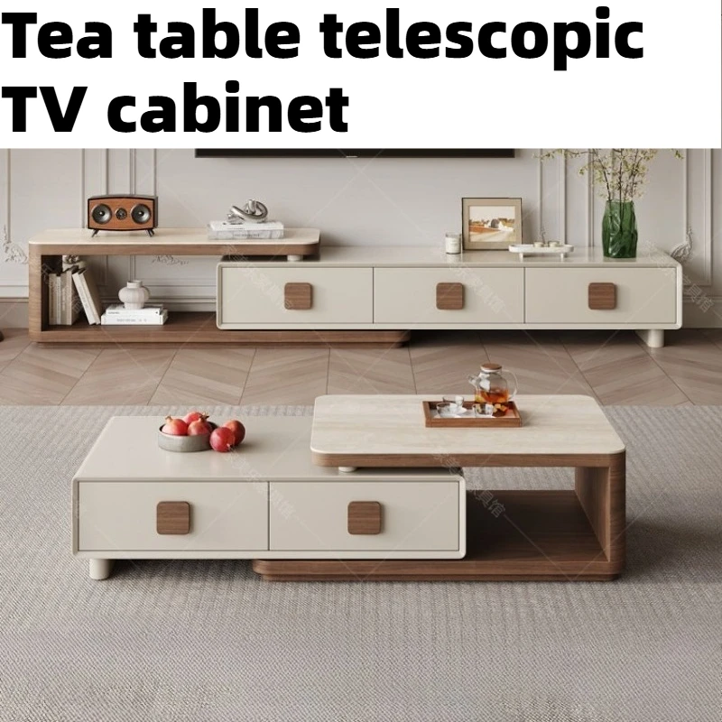 Telescopic Wooden Tv Stands Living Room Modern Multi-layer Solid Wood Board Tv Cabinet Lounge Entertainment Center Furniture