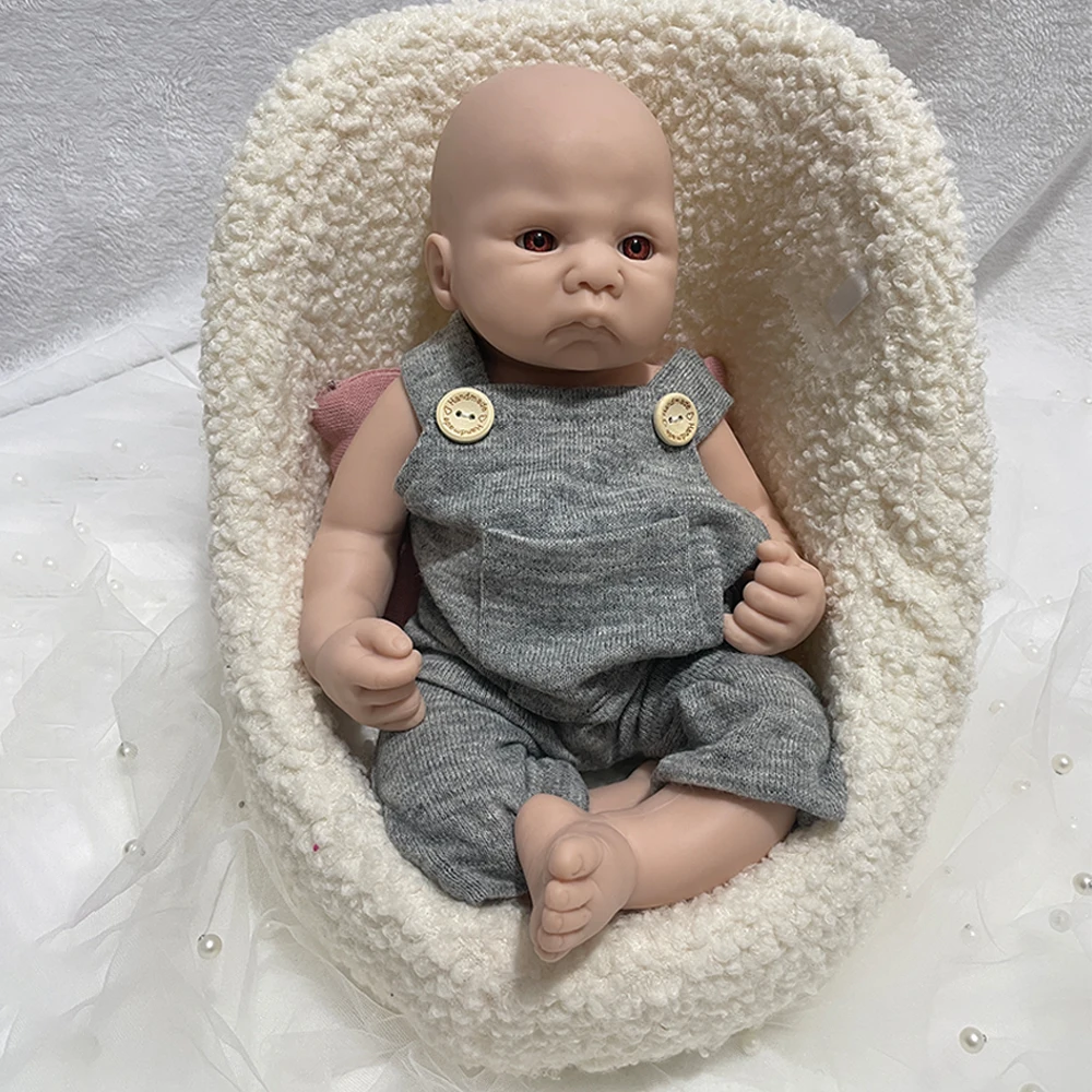 16" unvollendete DIY 100 % Vollsilikon Reborn Baby Junge weiche handgemachte lebensechte leere Neugeborene Puppe Weihnachtsgeschenk Spielzeug