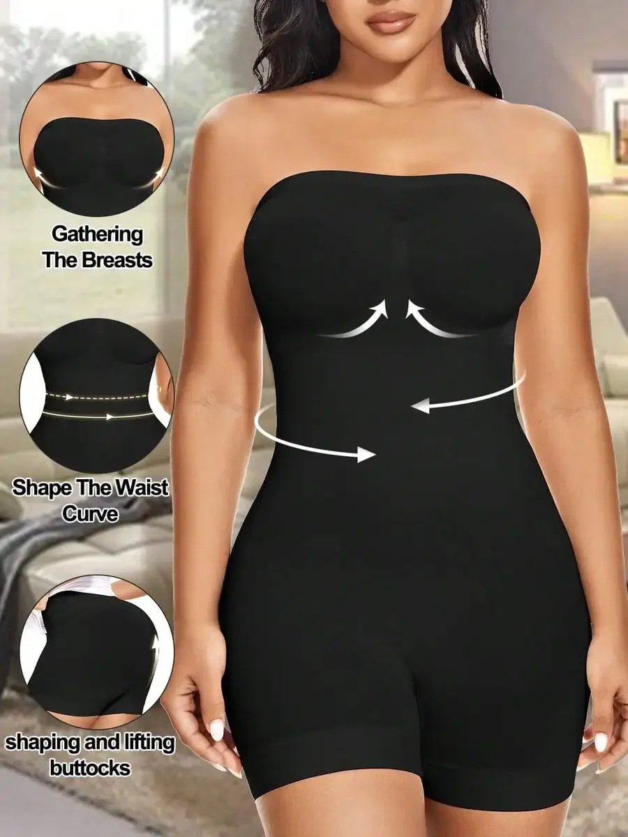 Women's Shapewear Rompers Strapless Bodysuit Shaper Jumpsuits Suitable For Outdoor Wear Body Shaper Bodysuit With Tummy view 2