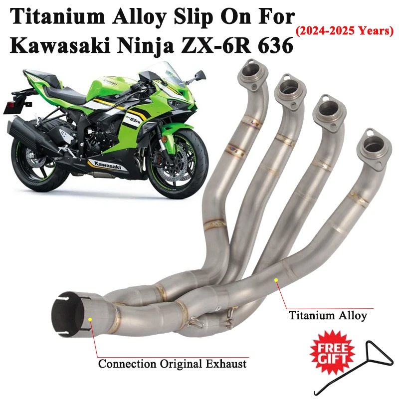 

Slip On For Kawawasaki Ninja ZX-6R ZX6R 636 2024 2025 Motorcycle Exhaust Escape Titanium Alloy Front Link Pipe Original Muffler