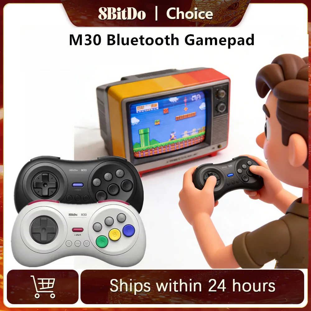 Gamepad Pengontrol Bluetooth 8Bitdo M30 untuk Nintendo Switch PC Windows Steam dan Android dengan Gaya Sega Genesis Mega Drive
