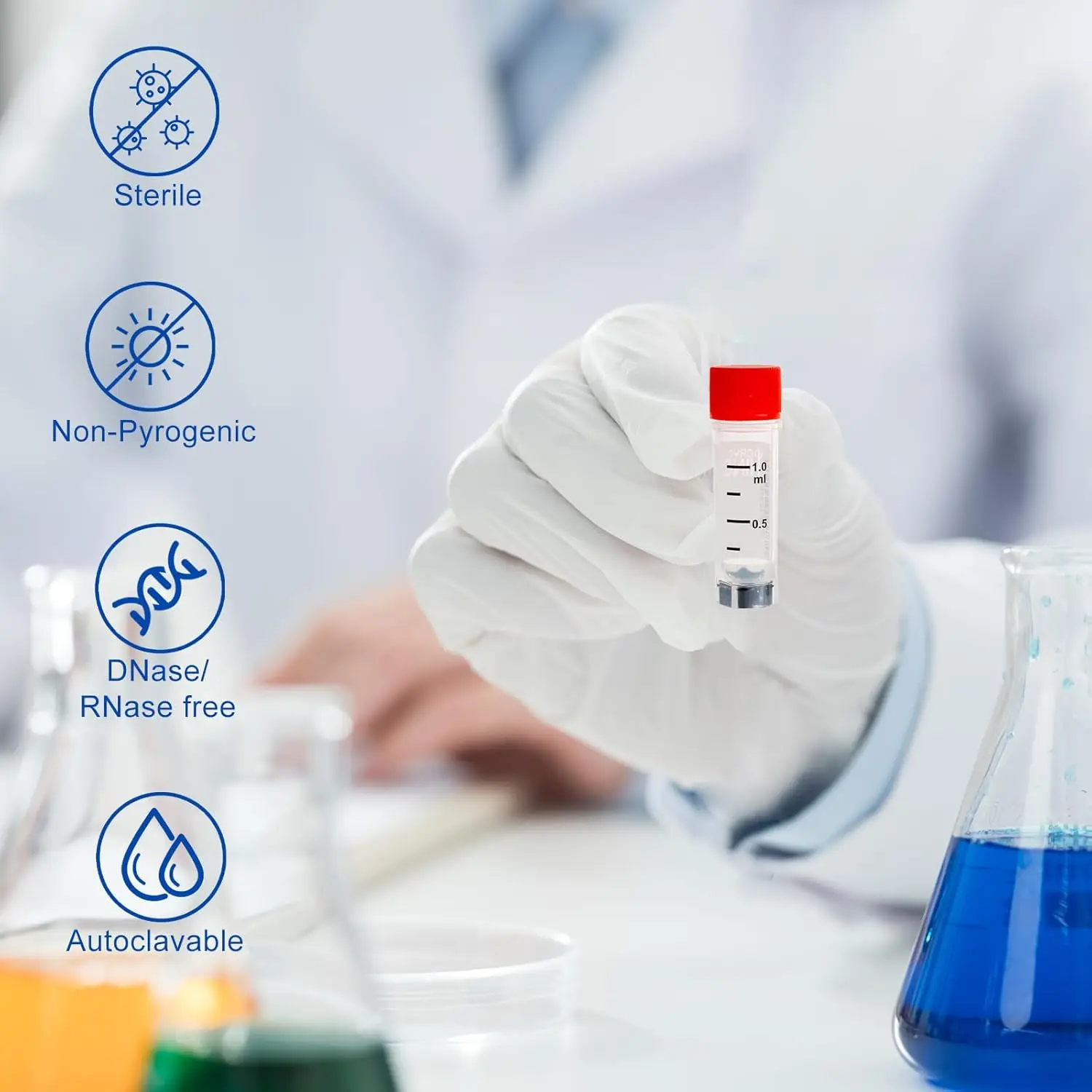 1ml Cryopreservation Tube Lab Multi code freezer tube 1ml Centrifuge Tube 1ml Cryo-Tubes ,sterile Non-Pyrogenic,DNase/RNase free