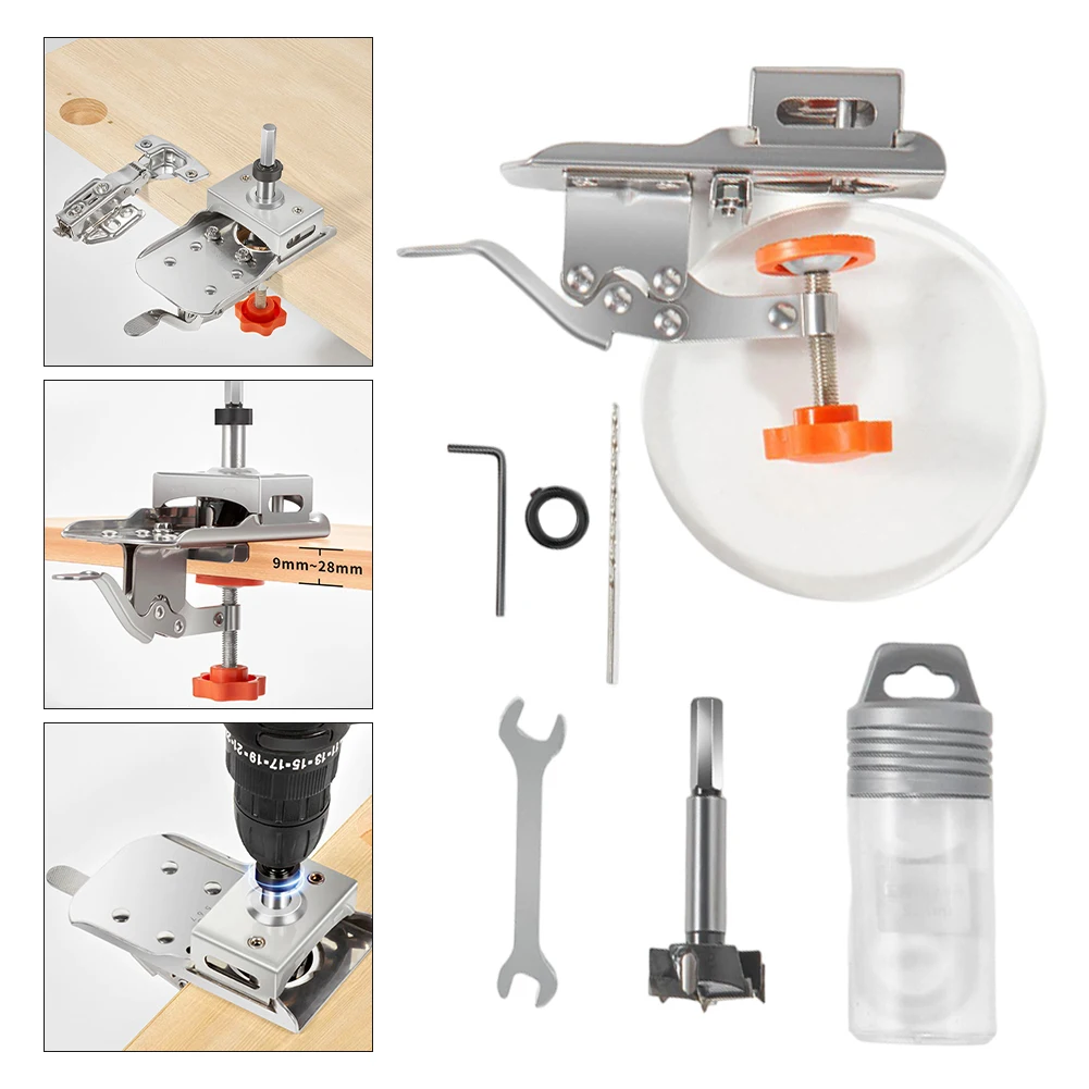 Gabarit d'alésage de charnière avec fixation, ouvre-trou en plastique en aluminium, modèle d'armoires de porte, travail de calcul, propositions de trous, localisateur de guide
