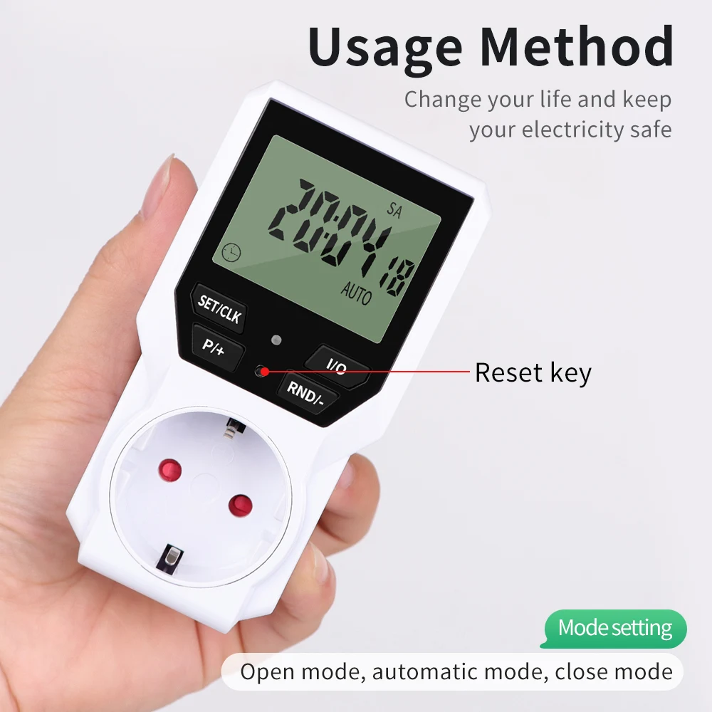 Smart Timer Socket Digital Electronic Timer Switch  EU Plug LCD Display Programmable Timing Control Automatic Surge Protector