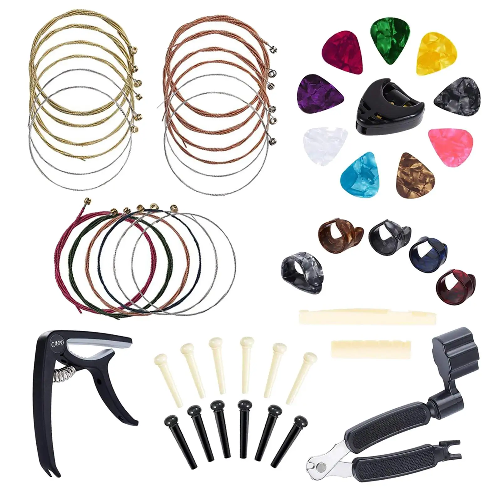 49pc Guitar Maintanence Accessories Guitar Strings Picks Thumb Paddles