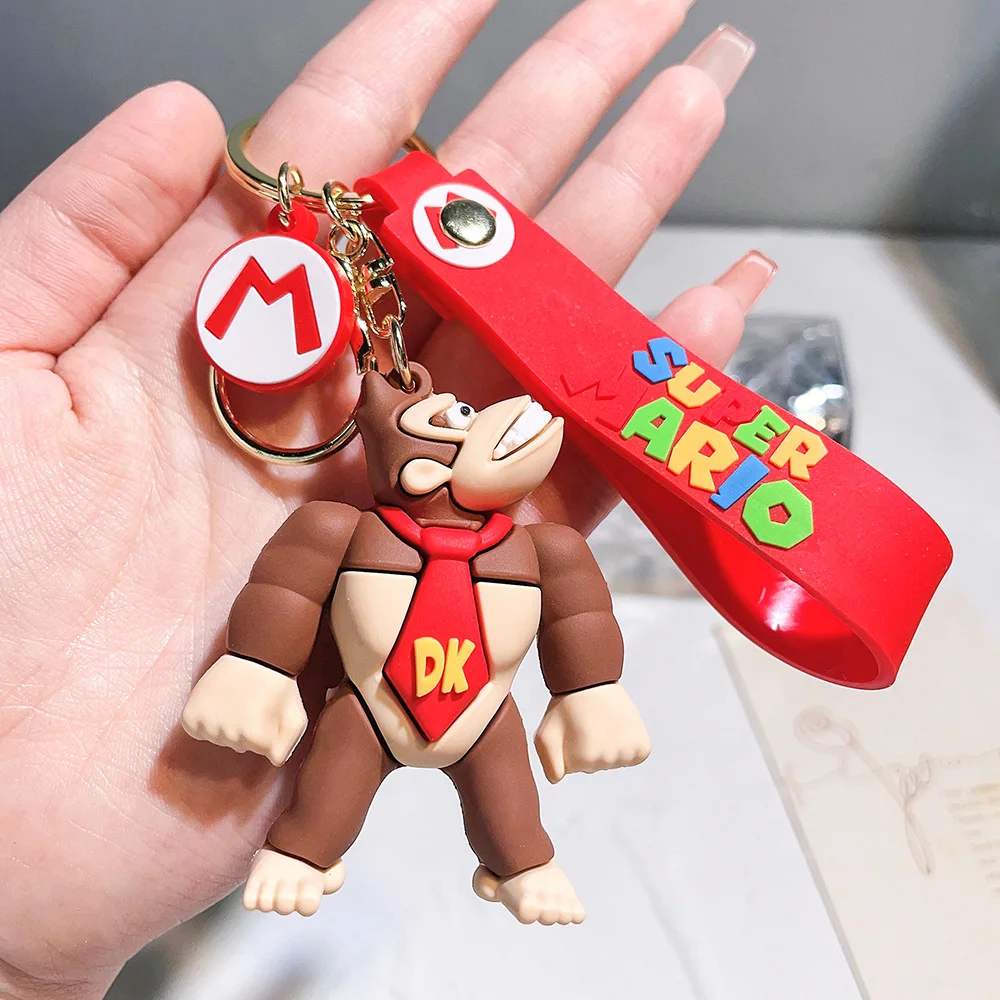 Super Mario Keychain Mario Bros Luigi Toad Yoshi Bowser Action Figure Model Pvc Cartoon Bag Doll Pendant Toys Gift