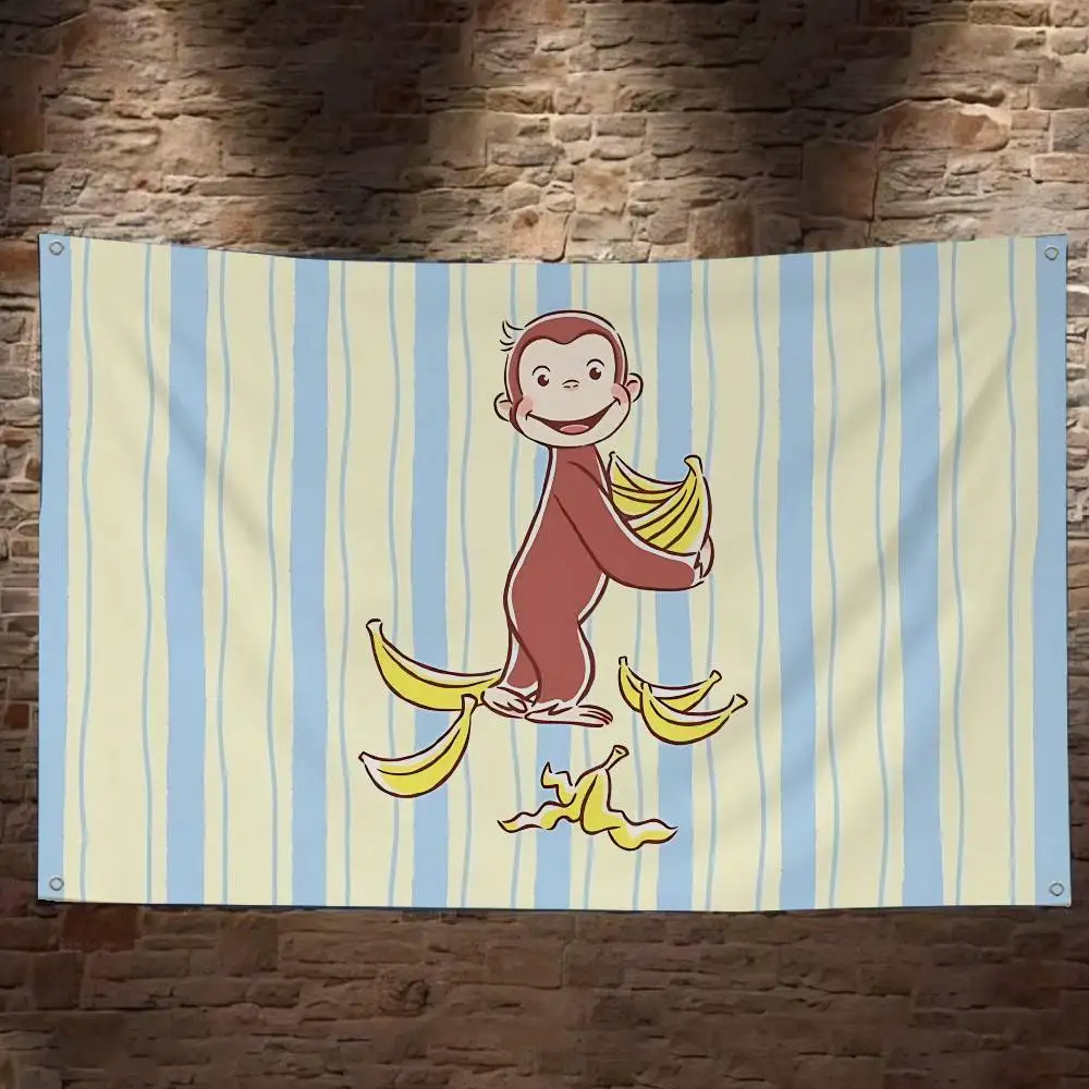 MONKEY CARTOON C-Curious GeorgeS Large Size Shop Art Promotion Advertising Booth Flag Hanging Banners