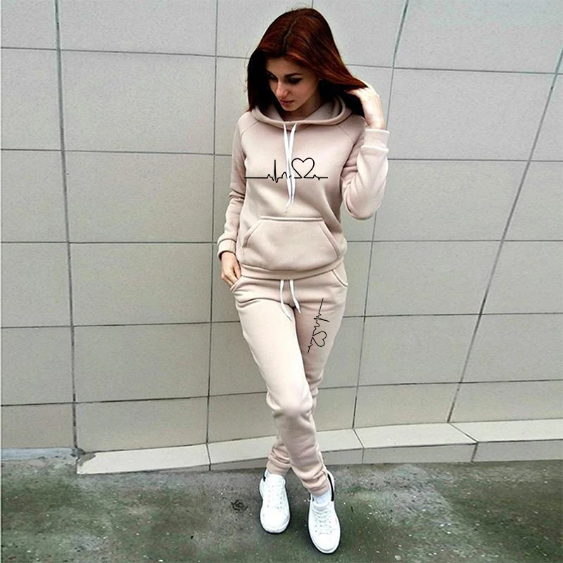 2023 Fashion Women's Hoodie Set Printed Pullover Hoodie Sweatwear Set Hoodie and Pants Two Piece Jogger Set