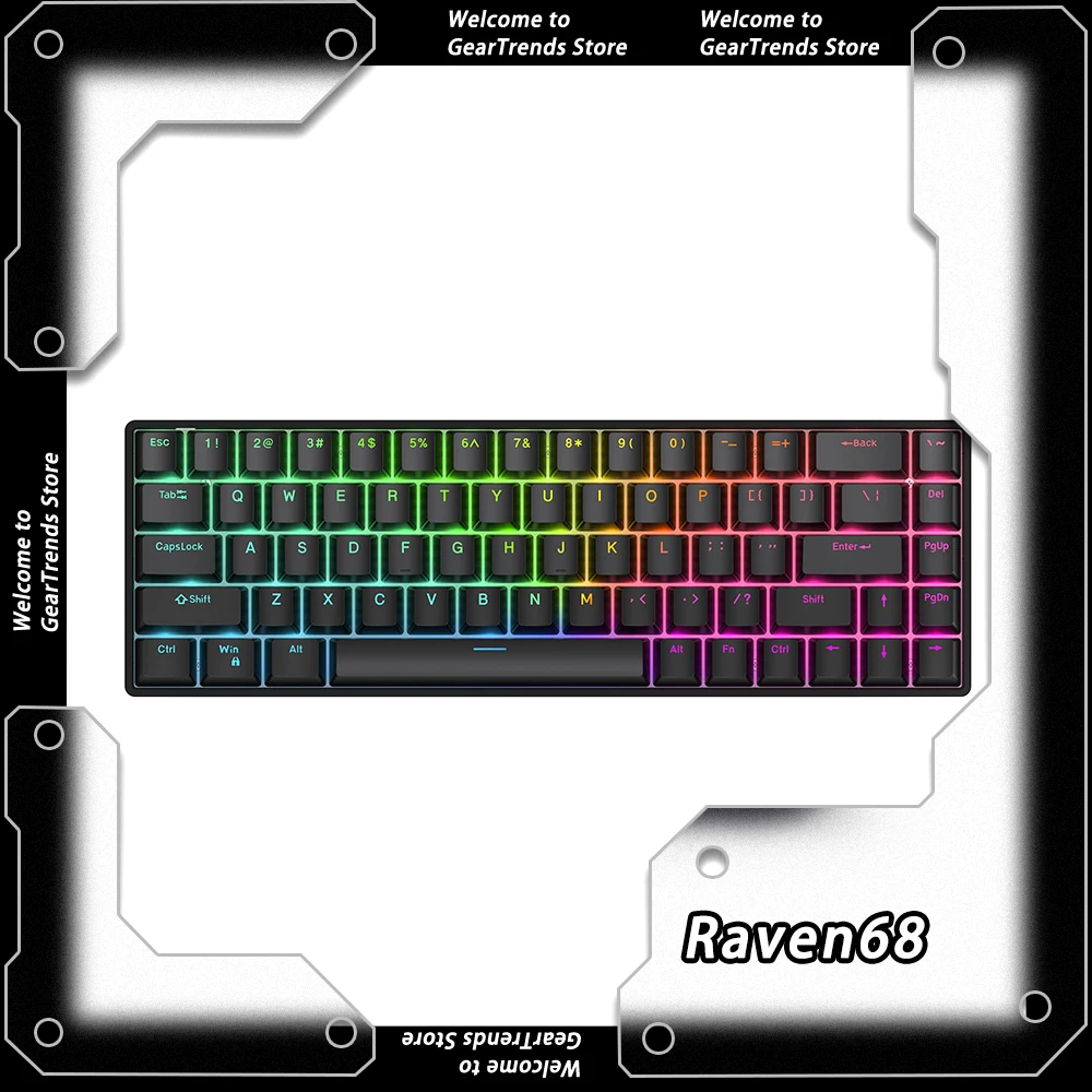 

Raven68 Magnetic Axis Mechanical Keyboard Hot Swappable Wired 8K Return Rate Custom Key Range Electronic Sports Christmas gift