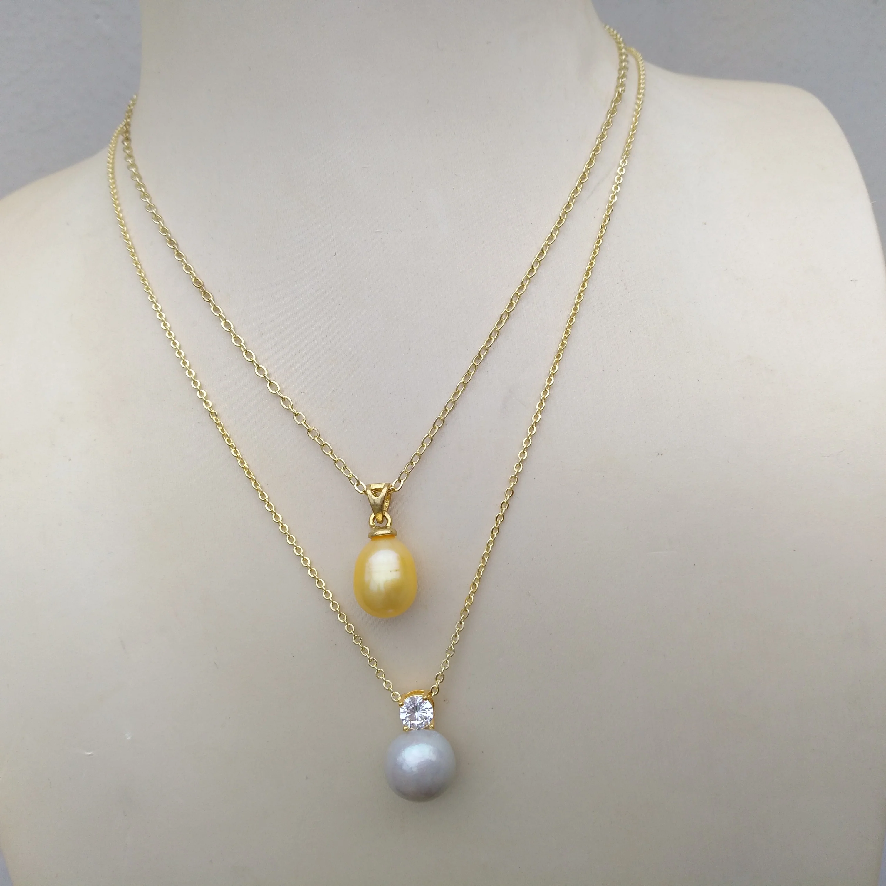 2row Excellent 45cm Multi-Color South Sea Real Natural Station Single Pearl Necklace