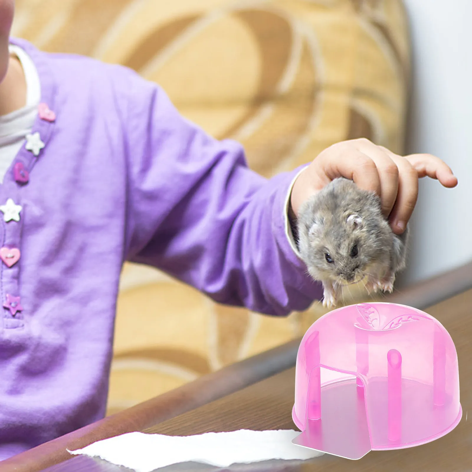 

2Pcs Hamster Summer Cool House Translucent Plastic Nesting Hut with Cooling Pad Smooth Easy Clean Surface Ideal Small Pet