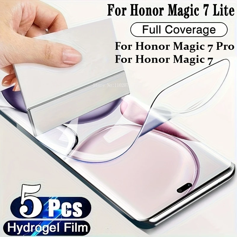 

5pcs Hydrogel Film for Honor Magic 7 Lite Screen Protector for Honor Magic 7 Pro Free Fingerprint Unlocking Protective Film