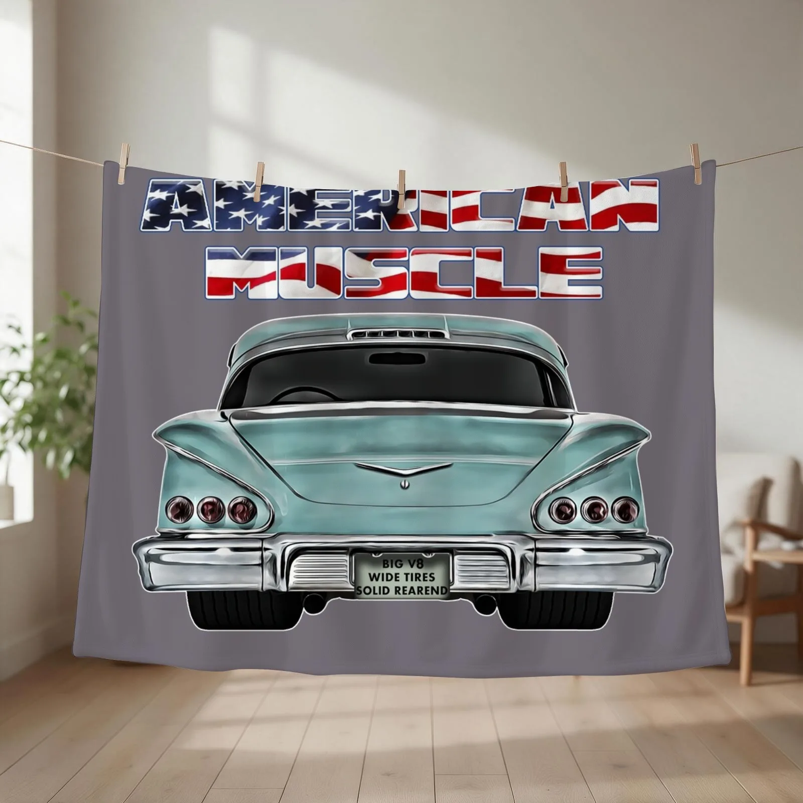 1958 Hotrod Muscle Car Oldtimer Youngtimer 58 Throw Blanket couch cozy soft plush fuzzy picnic outdoor blanket