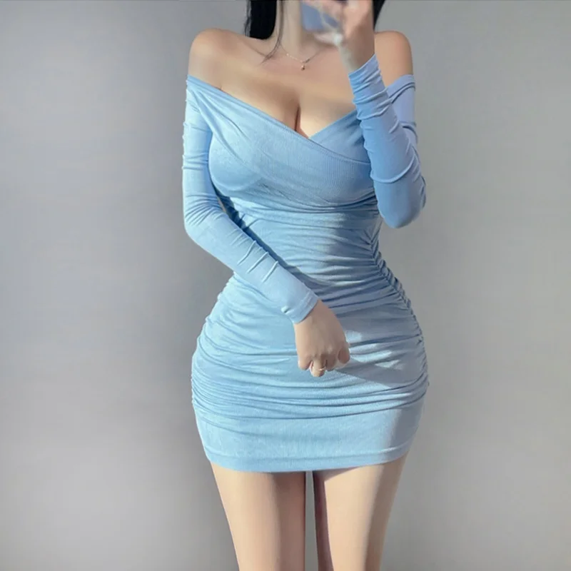 Faionable Comfortable Tight Bodycon Dr Highlight Good Figure Sexy ow Chest Tight Fit Wrap around Women's Dr