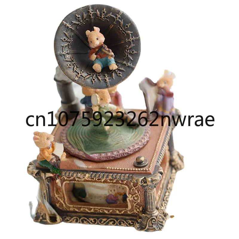 

Retro music box phonograph ornaments, clockwork music box, practical birthday gifts for princess girls and girlfriends