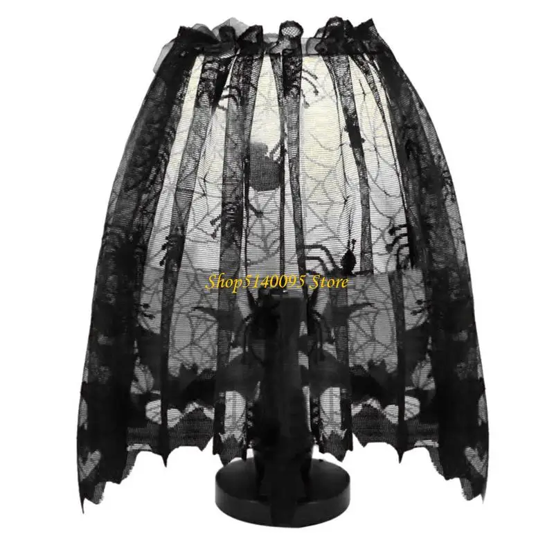 DXAE Halloween spiders Web Lamp Shades Toppers Lace Cobweb Window Door Fireplaces Mantle Scarf Cover for Halloween Party Decors