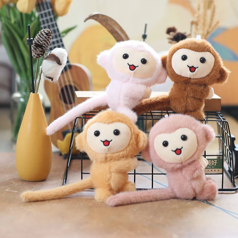 13cm Lovely Little Monkey Pendant Cute Animal Pendant Key Ring Soft Stuffed Doll Plush Toy Girl Boy Birthday Christmas Gift