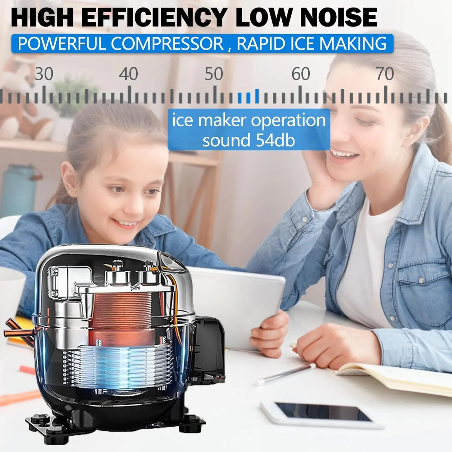 เครื่องทำน้ำแข็ง90LBS/24H กล่องจัดเก็บ33LBS อิสระสแตนเลสสตีลน้ำประปาและโหลดด้านบนสำหรับเครื่องทำภัตตาคาร