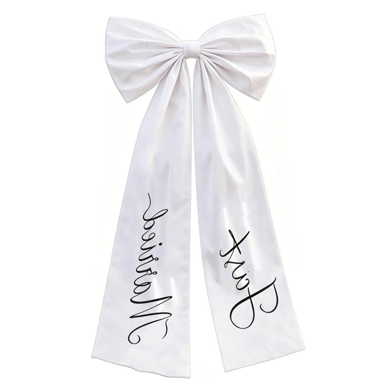 ABEZ Large For Honeymoon Auto Decor Car Bow 60X100cm Just Married Wedding Ribbon Banner For Bridal Shower Party Supplies