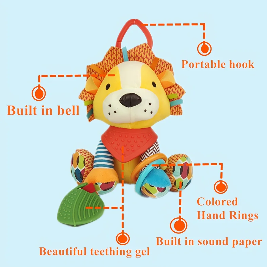 1個のライオンの形をした若者向けの癒し人形、0～3歳向けのぬいぐるみ、誕生日、クリスマスのギフトに最適