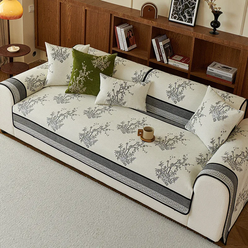 1pcs Chinese Style Chenille Sofa Cover Four Season Universal Straight Row Seat Cushion Hot Durable Non Slip Furniture Protector