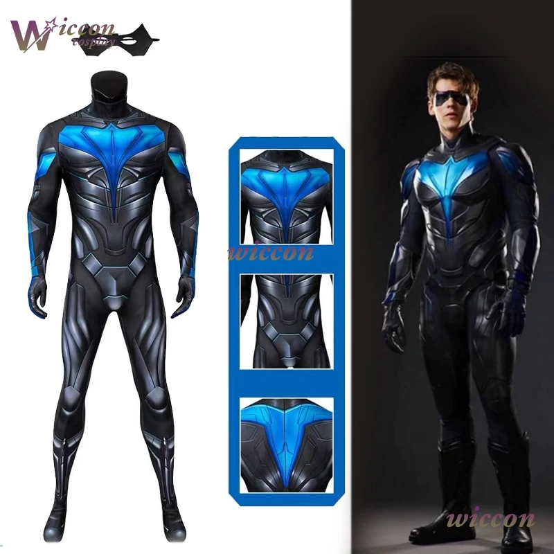 cosc-teen-game-titans-nightwingtv-onsie-superhero-grayson-cosplay-jumpsuit-halloween-eyepatch-roleplay-adults-kids-zentai