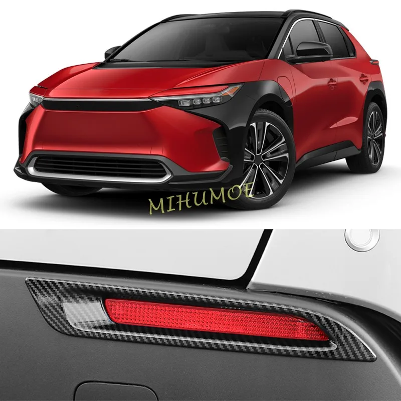 For Subaru Solterra Toyota bZ4X 2023-2025 Car Exterior Part Rear Fog Lamp Light Bumper Reflector Frame Cover Trim Carbon Fiber