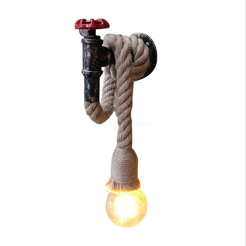 Iron Pipe Hemp Rope Wall Lamp American Industrial Loft Decorfor Kitchen Living Room Vintage Restaurant Bar Vanity Light Fixtures