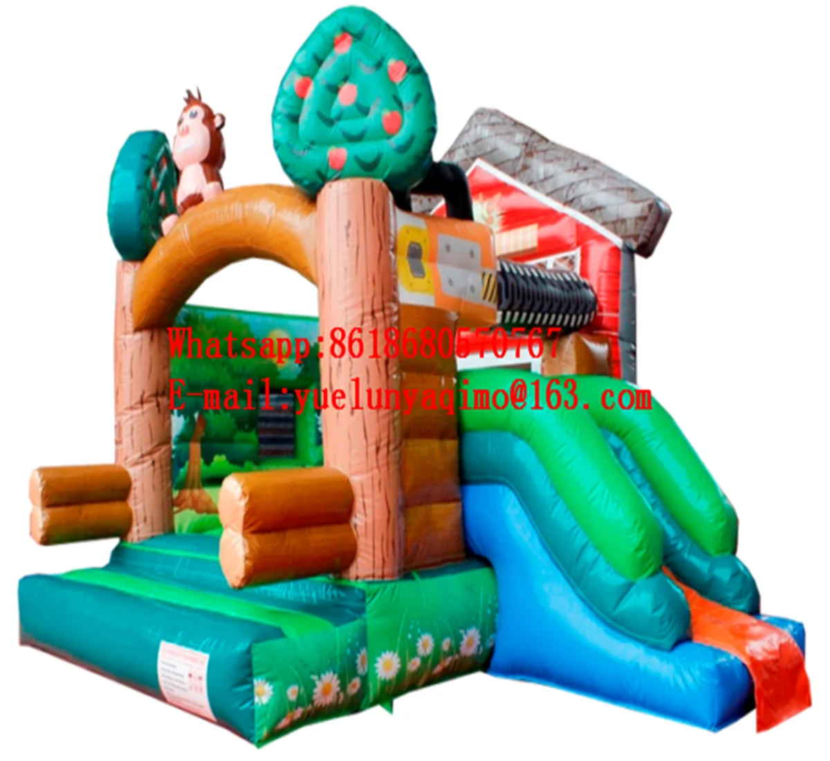 Manufacturers sell large outdoor monkey theme inflatable slide castle combination trampoline YLY-098