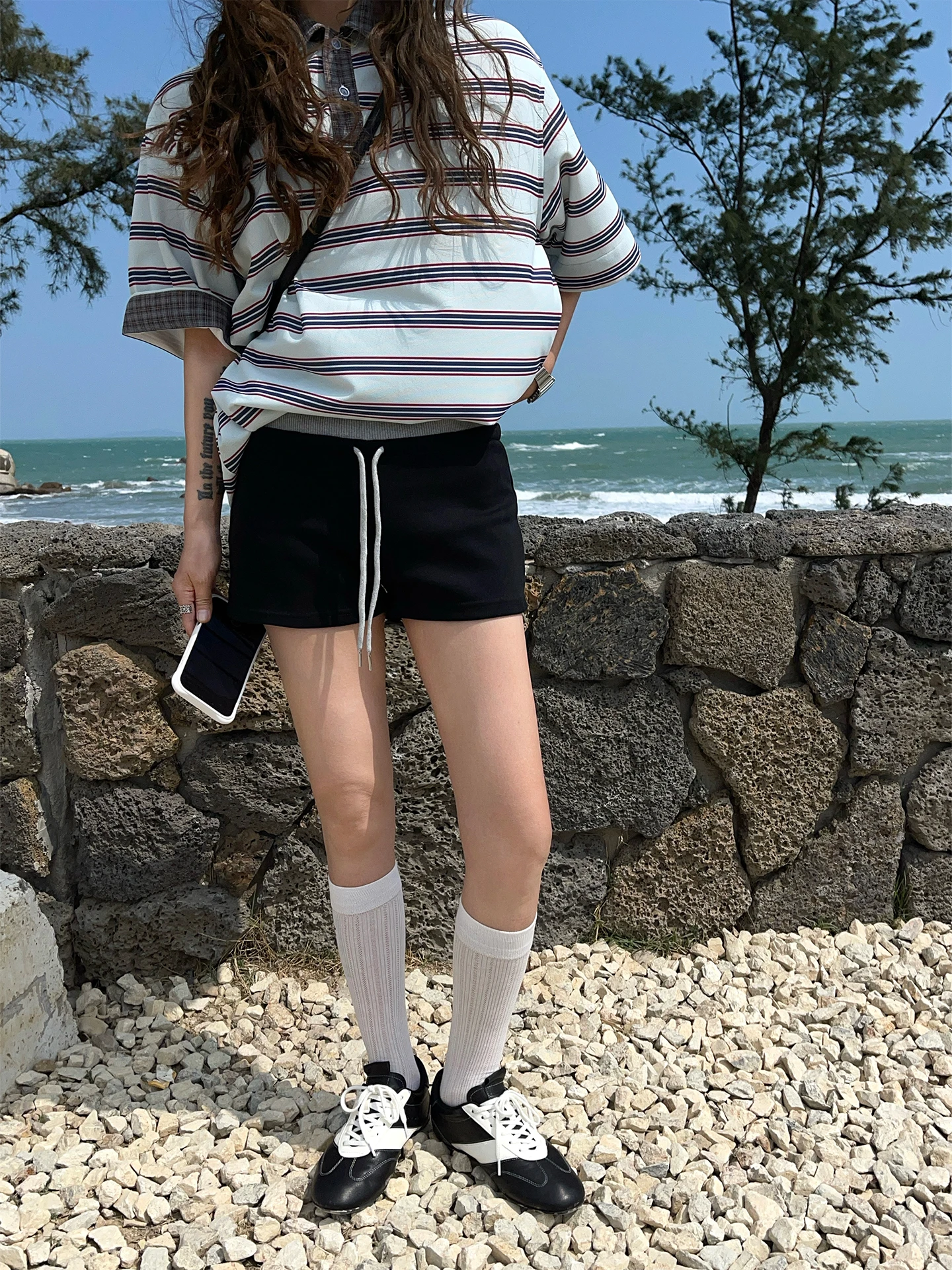 

Comfortable Drawstring A-Line Shorts Women's Slim Fit Casual Black Grey Summer Shorts Trendy Hot Pants Natural Waist