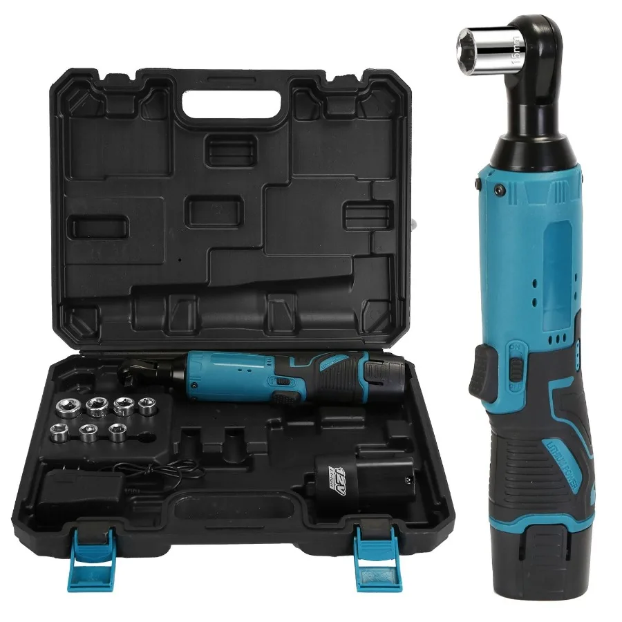 

3 8-дюймовых беспроводных электрических ключей с трещоткой, прямоугольный ключ с 2 батареями емкостью 1200 мАч и зарядным устройством, 7 головок, 400 об/мин