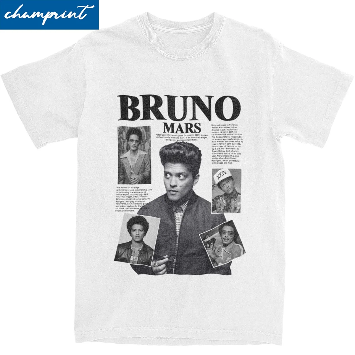 Bruno Mars Pop Music Concert T-Shirt for Men Women Leisure Cotton Tees Crewneck Short Sleeve T Shirts Gift Idea Clothes