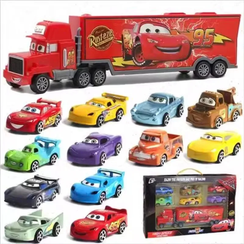 7 pieces/set of Pixar alloy car models, decorative ornaments, toys, lightning McQueen Mate Somkey M, a holiday gift for friends.