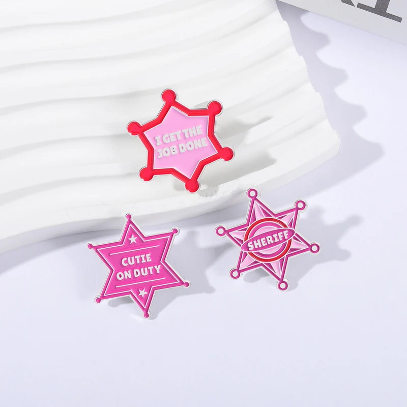 كتي على واجب المينا دبابيس الوردي شريف حصلت على الوظيفة دبابيس التلبيب شارات كاوبوي لعبة مجوهرات هدية للأصدقاء #6