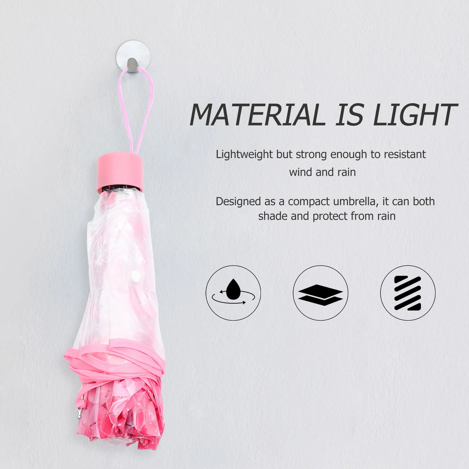 

Folding Lightweight Windproof Travel Umbrella Rainproof Compact Travel Transparent Women Sun Flower Gift