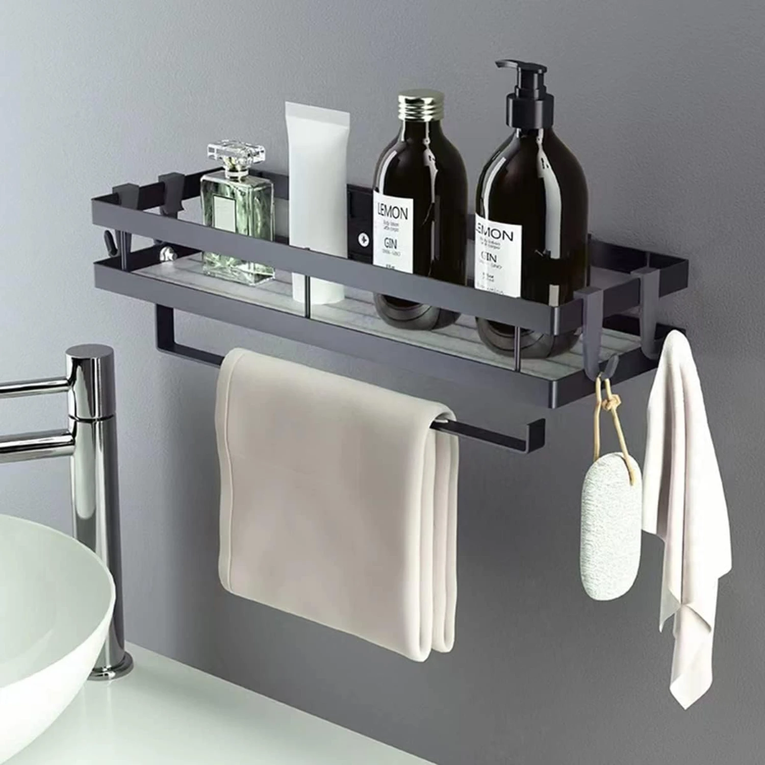 Spice Rack Organizer Wall Mounted with Paper Towel Holder, Bathroom Shelves  Shelves, Sturdy Hanging Organizer with 4 Detachable