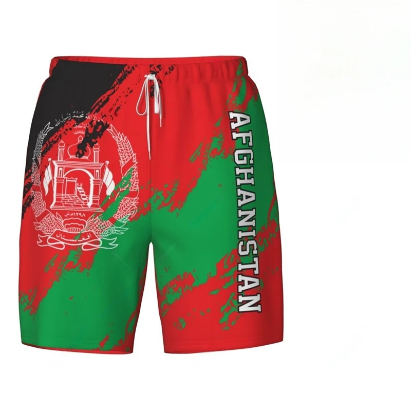 

Fashion Afghanistan Flag Beach Shorts Summer Casual Men Women 3D National Emblem Printed Short Pants Loose Quick Dry Swim Trunks