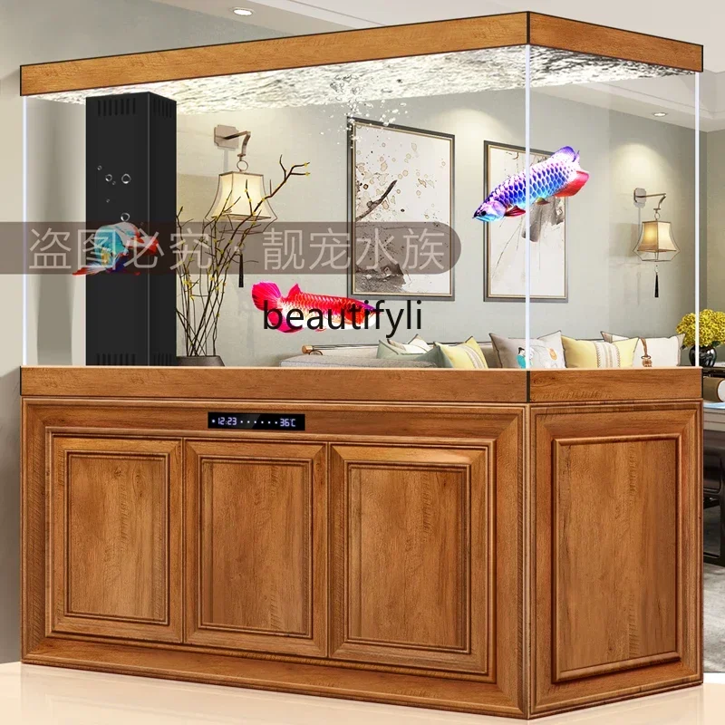

D80 Living room household bottom filter dragon fish tank company aquarium water free change wall screen ultra-white glass