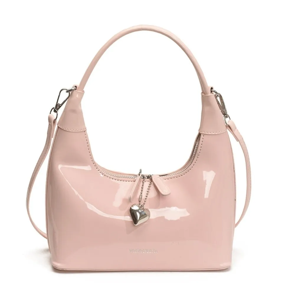 

Handbag Korean PU Crossbody Bag Love Heart Pendant Dumpling Bag Korean Underarm Bag Solid Color PU Leather Women Shoulder Bag