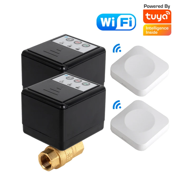 433 MHz kabelloser Tuya WIFI-Wasserleckdetektor DN15 DN20 DN25 Elektroventil und Tuya-WLAN-Wassersensor zum Schutz von Lecks