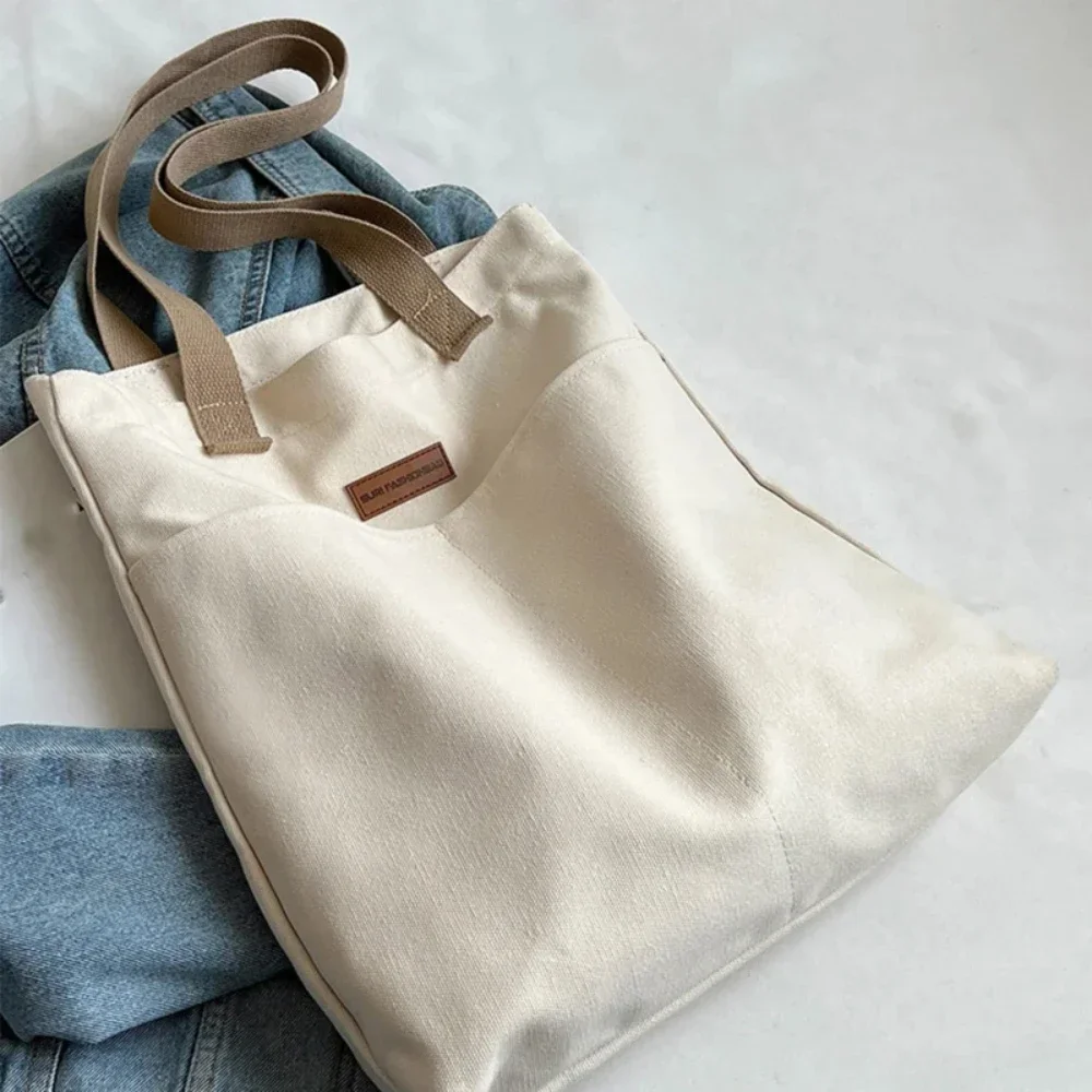 1Pc frauen Einkaufstasche Leinwand Nähgarn Große Kapazität Erweiterte Sinn Handtasche Bequem Praktische Weibliche der Pendler Tasche – Detail 1