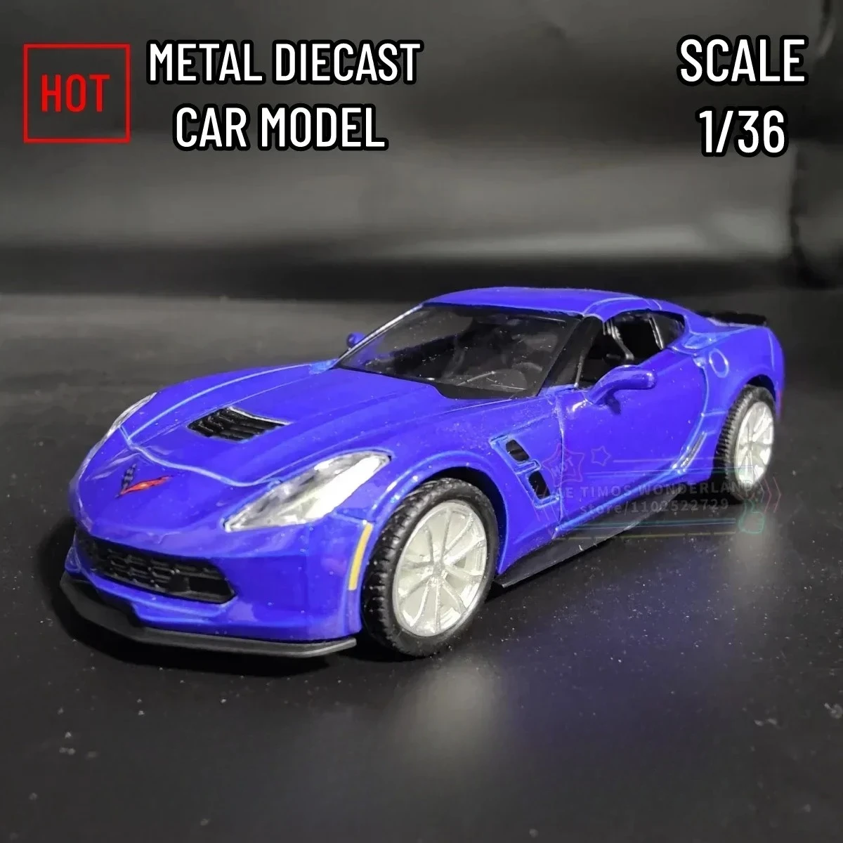 Coche de aleación Corvette C7 1:36, modelo de juguete clásico de Metal fundido a presión con función extraíble, vehículos para regalos para niños